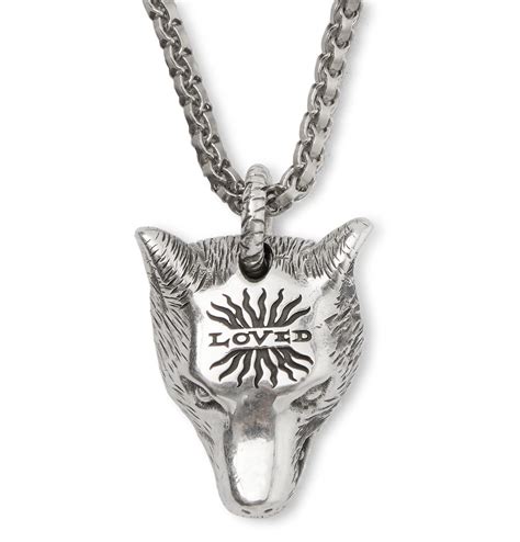 anger forest wolf head necklace in silver gucci kopen|gucci anger forest aged silver.